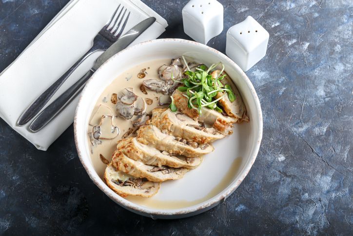 Blancs de poulet farcis aux champignons Blancs de poulet farcis aux champignons
